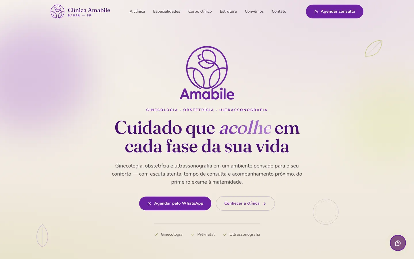 Home do site de Clínica Amabile